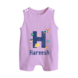 Soft Cotton Name Romper Suit / Sleeveless Romper | Designed Just for Your Baby - LILAC - 0 - 5 Months Old (Chest 18")