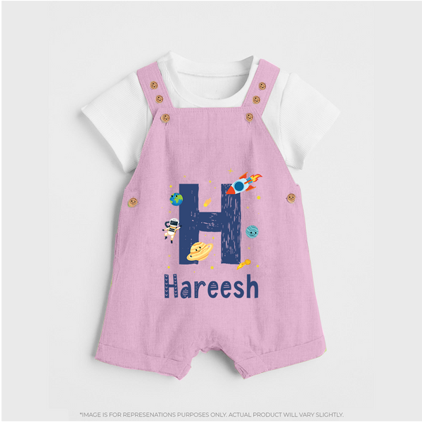 Soft Cotton Name Dungaree Set | Designed Just for Your Baby - BABY PINK - 0 - 5 Months Old (Chest 18")