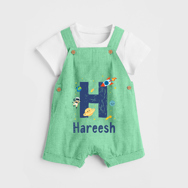 Soft Cotton Name Dungaree Set | Designed Just for Your Baby - GREEN - 0 - 5 Months Old (Chest 18")