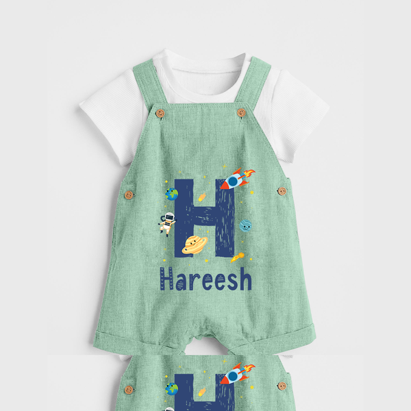 Soft Cotton Name Dungaree Set | Designed Just for Your Baby - MINT GREEN - 0 - 5 Months Old (Chest 18")