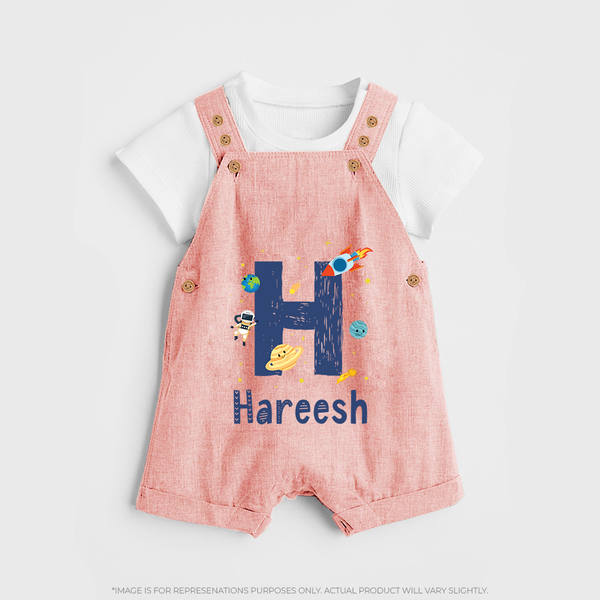 Soft Cotton Name Dungaree Set | Designed Just for Your Baby - PEACH - 0 - 5 Months Old (Chest 18")
