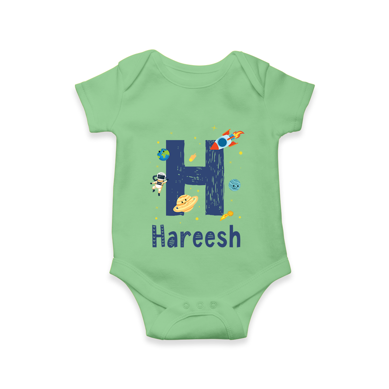 Custom-Made Baby Romper Outfits for Names Starting with 'H' - GREEN - 0 - 3 Months Old (Chest 16")