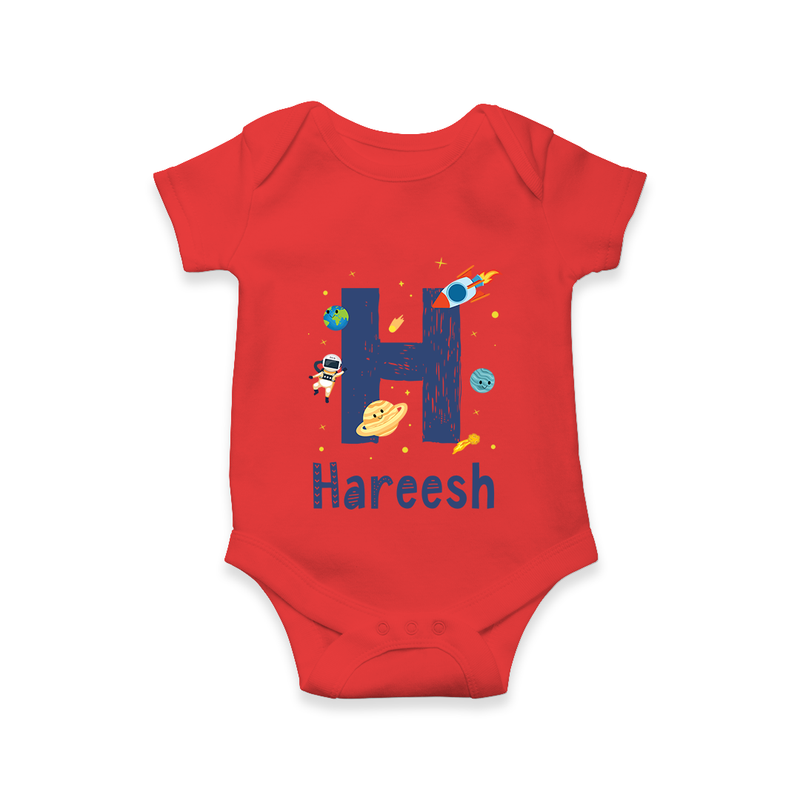 Custom-Made Baby Romper Outfits for Names Starting with 'H' - RED - 0 - 3 Months Old (Chest 16")