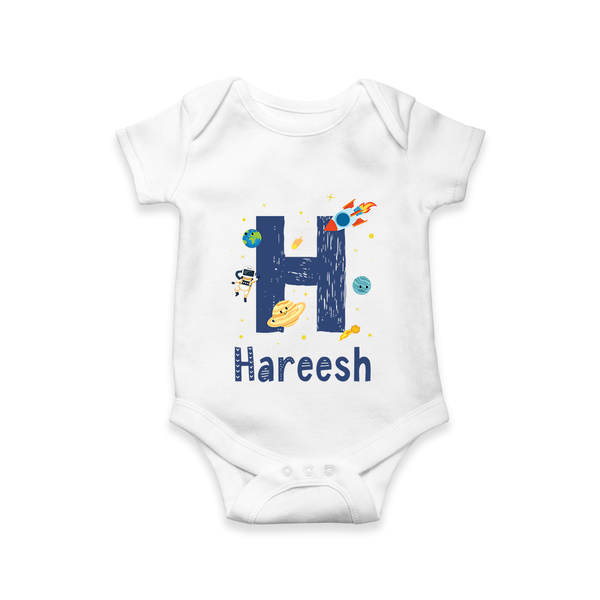 Custom-Made Baby Romper Outfits for Names Starting with 'H' - WHITE - 0 - 3 Months Old (Chest 16")