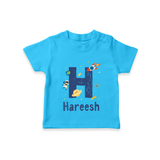 Custom-Made Baby T-Shirt Outfits for Names Starting with 'H' - SKY BLUE - 0-5 Months Old (Chest 17")