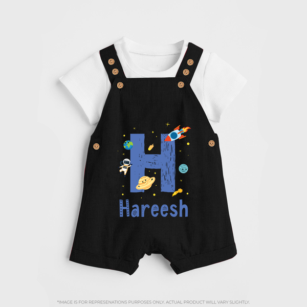 Soft Cotton Name Dungaree Set | Designed Just for Your Baby - BLACK - 0 - 5 Months Old (Chest 18")