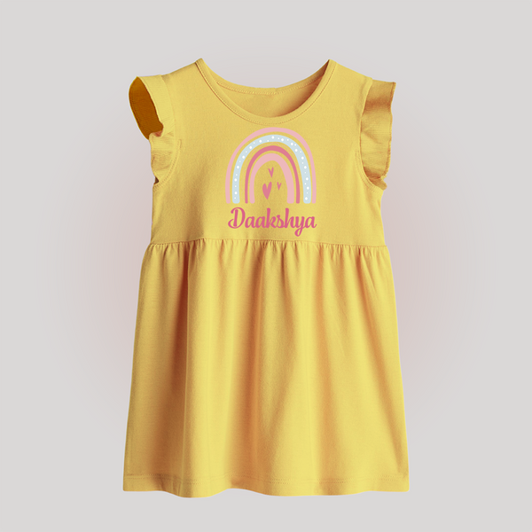 Star of the Family Baby Frock | Printed with Your Baby's Name - PASTEL YELLOW - 0 - 3 Months Old (Chest 17")