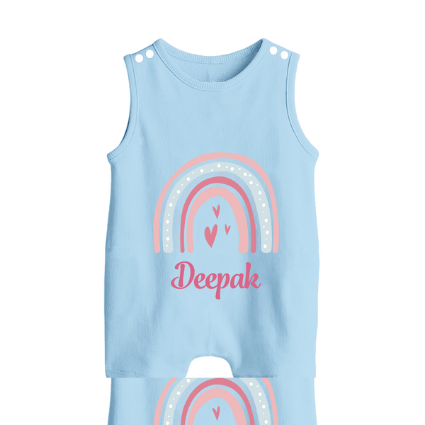 Star of the Family Romper Suit / Sleeveless Romper | Printed with Your Baby's Name - BABY BLUE - 0 - 5 Months Old (Chest 18")
