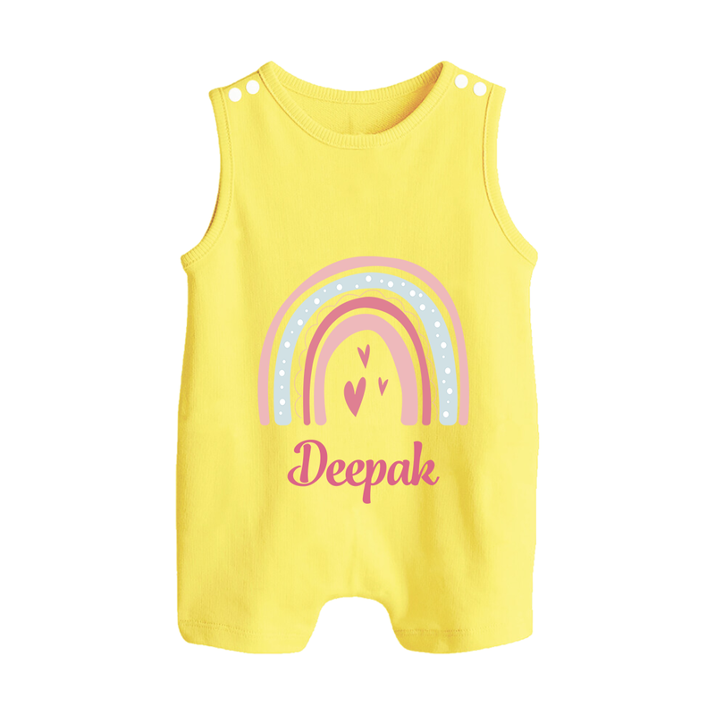 Star of the Family Romper Suit / Sleeveless Romper | Printed with Your Baby's Name - PASTEL YELLOW - 0 - 5 Months Old (Chest 18")