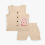 Personalized Name-Printed Jabla Set for Babies - CREAM - 0 - 3 Months Old (Chest 9.8")