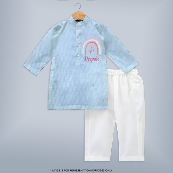 Star of the Family Kurta Set | Printed with Your Baby's Name - BABY BLUE - 3 - 6 Months Old (Chest 24", Kurta Length 14'', Waist 19", Pant Length 14")