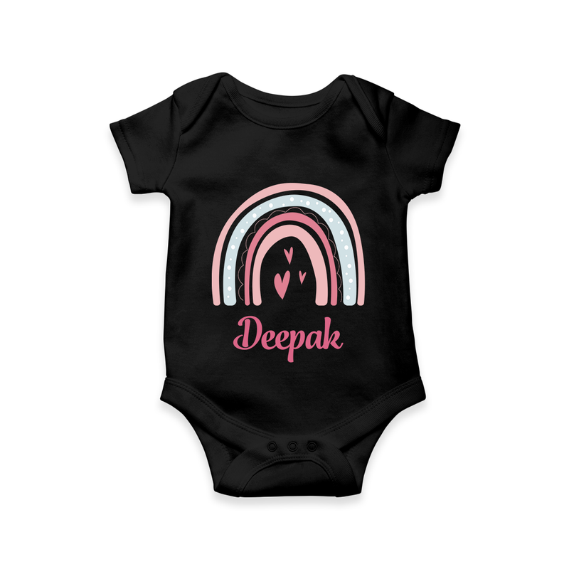 Star of the Family Romper / Onesie | Printed with Your Baby's Name - BLACK - New Born (Chest 14")