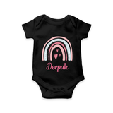 Personalized Name-Printed Romper for Babies - BLACK - 0 - 3 Months Old (Chest 16")