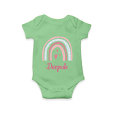 Personalized Name-Printed Romper for Babies - GREEN - 0 - 3 Months Old (Chest 16")