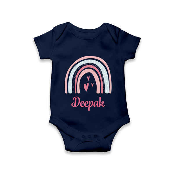 Star of the Family Romper / Onesie | Printed with Your Baby's Name - NAVY BLUE - New Born (Chest 14")