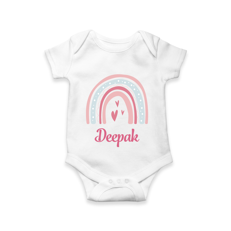 Personalized Name-Printed Romper for Babies - WHITE - 0 - 3 Months Old (Chest 16")