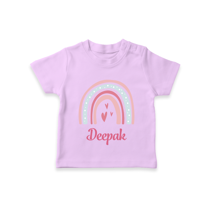 Personalized Name-Printed T-Shirt for Babies - LILAC - 0-5 Months Old (Chest 17")