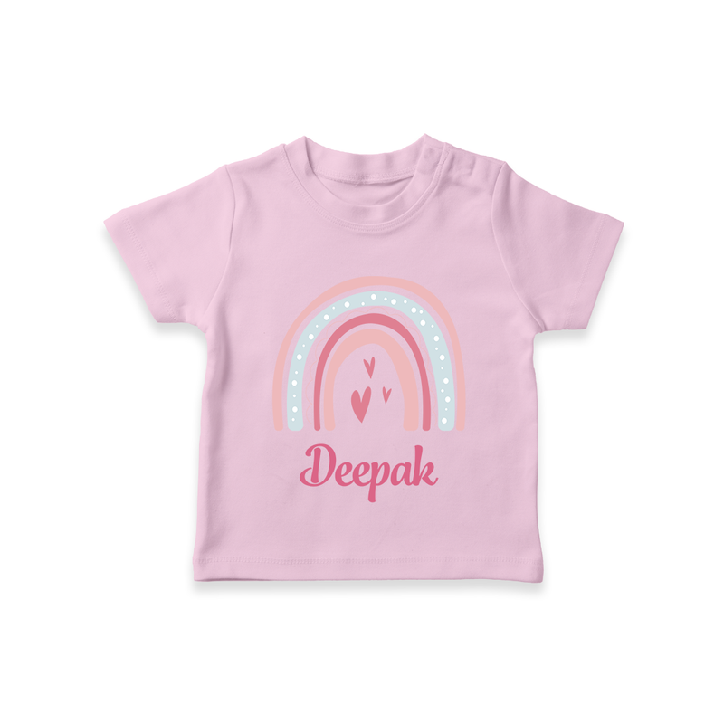 Personalized Name-Printed T-Shirt for Babies - PINK - 0-5 Months Old (Chest 17")