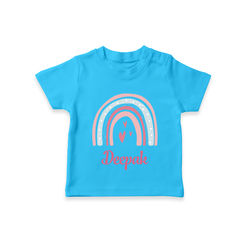 Personalized Name-Printed T-Shirt for Babies - SKY BLUE - 0-5 Months Old (Chest 17")