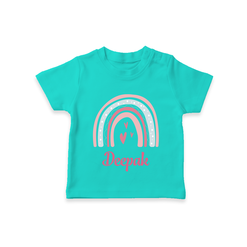 Personalized Name-Printed T-Shirt for Babies - TEAL - 0-5 Months Old (Chest 17")