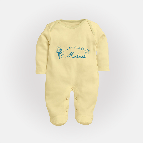 Designed for Me Sleep Suit / Full Sleeve Bodysuit | Featuring Baby's Name in Every Thread - PASTEL YELLOW - New Born (Chest 7.5")