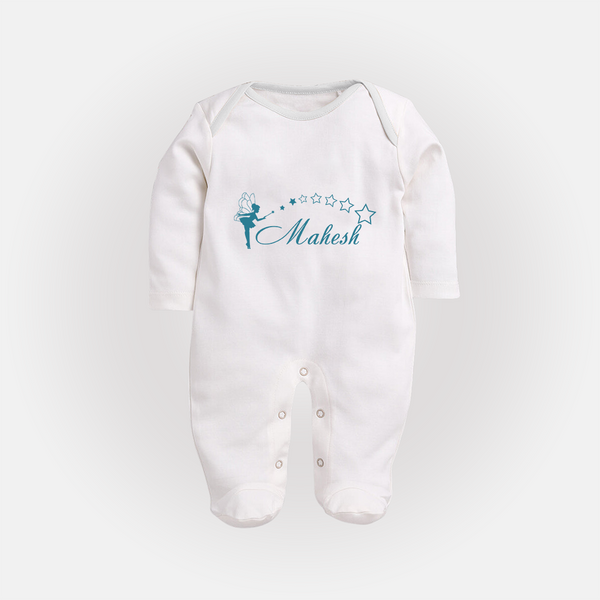 Designed for Me Sleep Suit / Full Sleeve Bodysuit | Featuring Baby's Name in Every Thread - WHITE - New Born (Chest 7.5")