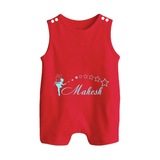 Designed for Me Romper Suit / Sleeveless Romper | Featuring Baby's Name in Every Thread - RED - 0 - 5 Months Old (Chest 18")
