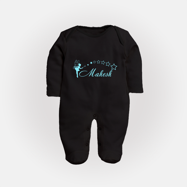 Designed for Me Sleep Suit / Full Sleeve Bodysuit | Featuring Baby's Name in Every Thread - BLACK - New Born (Chest 7.5")