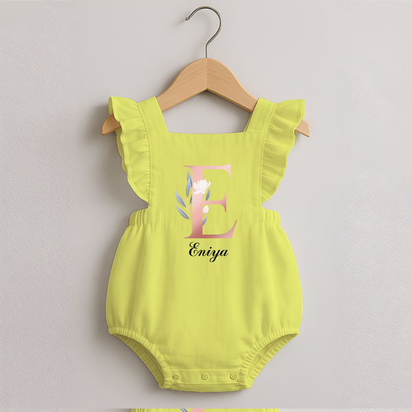 One of a Kind Romper Frock | Custom Name for Your Little Star - PASTEL YELLOW - 0 - 3 Months Old (Chest 19")