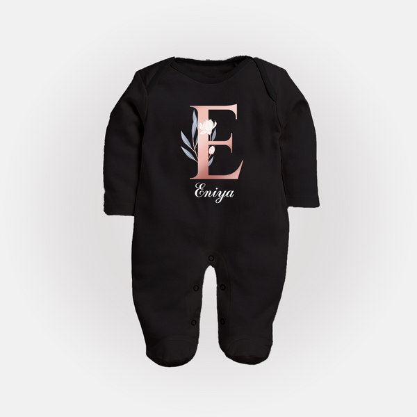One of a Kind Sleep Suit / Full Sleeve Bodysuit | Custom Name for Your Little Star - BLACK - New Born (Chest 7.5")