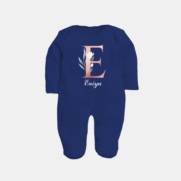 One of a Kind Sleep Suit / Full Sleeve Bodysuit | Custom Name for Your Little Star - NAVY BLUE - New Born (Chest 7.5")