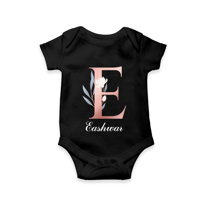 Custom-Made Baby Romper Outfits for Names Starting with 'E' - BLACK - 0 - 3 Months Old (Chest 16")