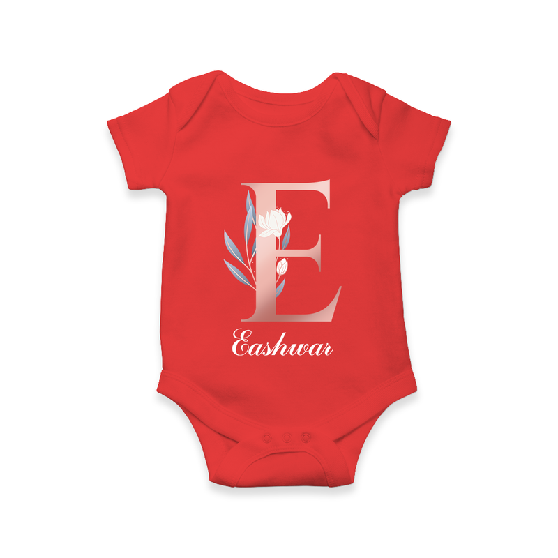 Custom-Made Baby Romper Outfits for Names Starting with 'E' - RED - 0 - 3 Months Old (Chest 16")