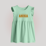 Crafted Just for You | Personalized Name Baby Frock Outfit - MINT GREEN - 0 - 3 Months Old (Chest 17")