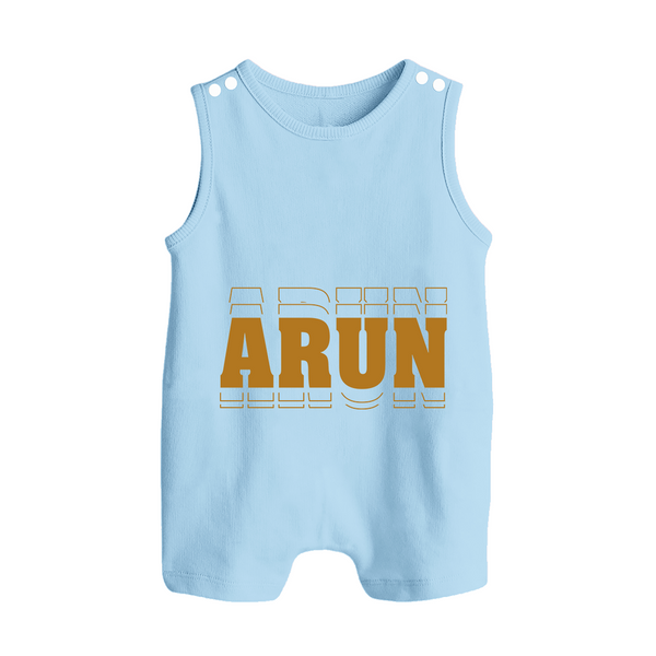 Crafted Just for You | Personalized Name Romper Suit / Sleeveless Romper Outfit - BABY BLUE - 0 - 5 Months Old (Chest 18")
