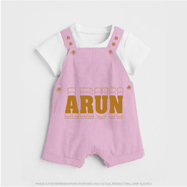 Crafted Just for You | Personalized Name Dungaree Set Outfit - BABY PINK - 0 - 5 Months Old (Chest 18")
