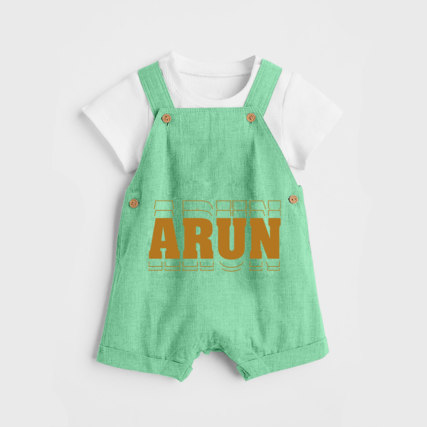 Crafted Just for You | Personalized Name Dungaree Set Outfit - GREEN - 0 - 5 Months Old (Chest 18")