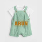 Crafted Just for You | Personalized Name Dungaree Set Outfit - MINT GREEN - 0 - 5 Months Old (Chest 18")
