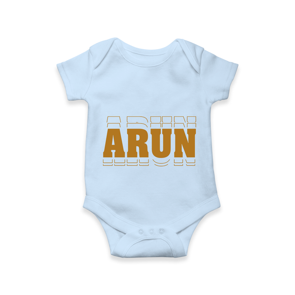 Crafted Just for You | Personalized Name Romper / Onesie Outfit - BABY BLUE - New Born (Chest 14")