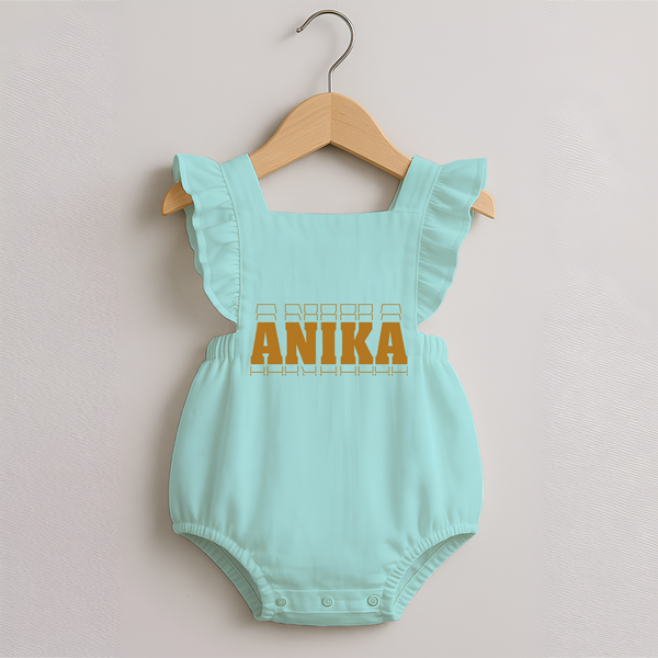 Crafted Just for You | Personalized Name Romper Frock Outfit - MINT GREEN - 0 - 3 Months Old (Chest 19")
