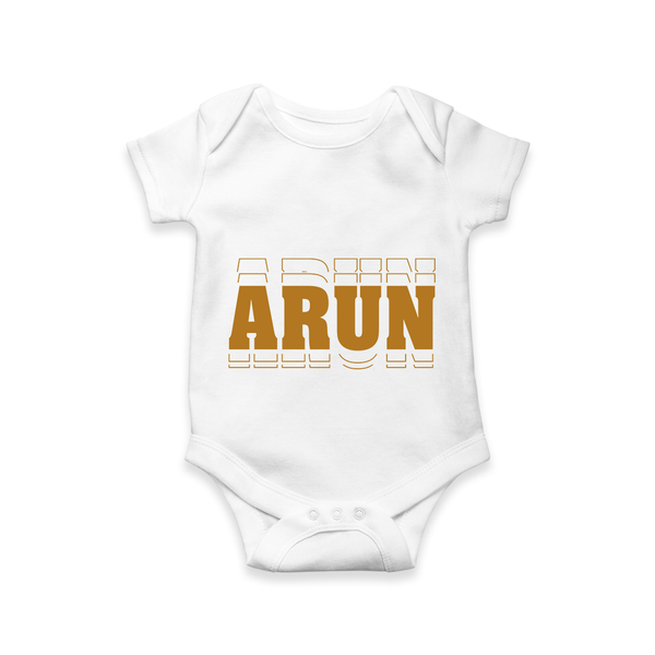 Soft and Stylish Baby Name-Printed Romper - WHITE - 0 - 3 Months Old (Chest 16")