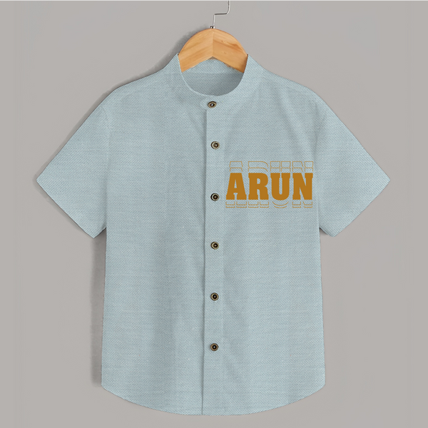 Crafted Just for You | Personalized Name Shirt Outfit - ARCTIC BLUE - 0 - 6 Months Old (Chest 23")
