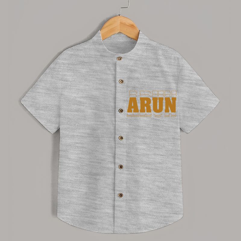 Crafted Just for You | Personalized Name Shirt Outfit - GREY - 0 - 6 Months Old (Chest 23")