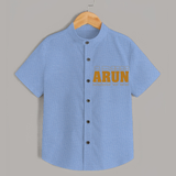 Crafted Just for You | Personalized Name Shirt Outfit - SKY BLUE - 0 - 6 Months Old (Chest 23")
