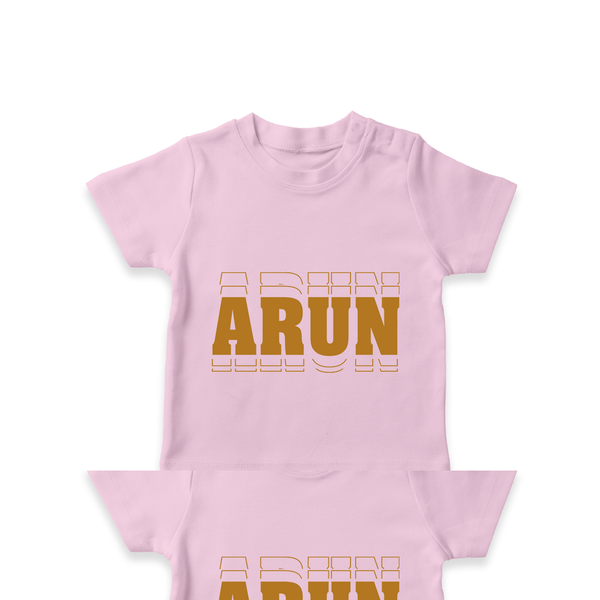 Crafted Just for You | Personalized Name T-Shirt Outfit - BABY PINK - 0-5 Months Old (Chest 17")