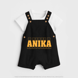 Crafted Just for You | Personalized Name Dungaree Set Outfit - BLACK - 0 - 5 Months Old (Chest 18")