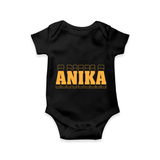 Crafted Just for You | Personalized Name Romper / Onesie Outfit - BLACK - New Born (Chest 14")