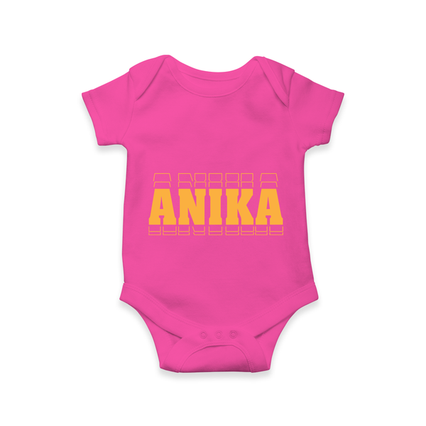Crafted Just for You | Personalized Name Romper / Onesie Outfit - HOT PINK - New Born (Chest 14")