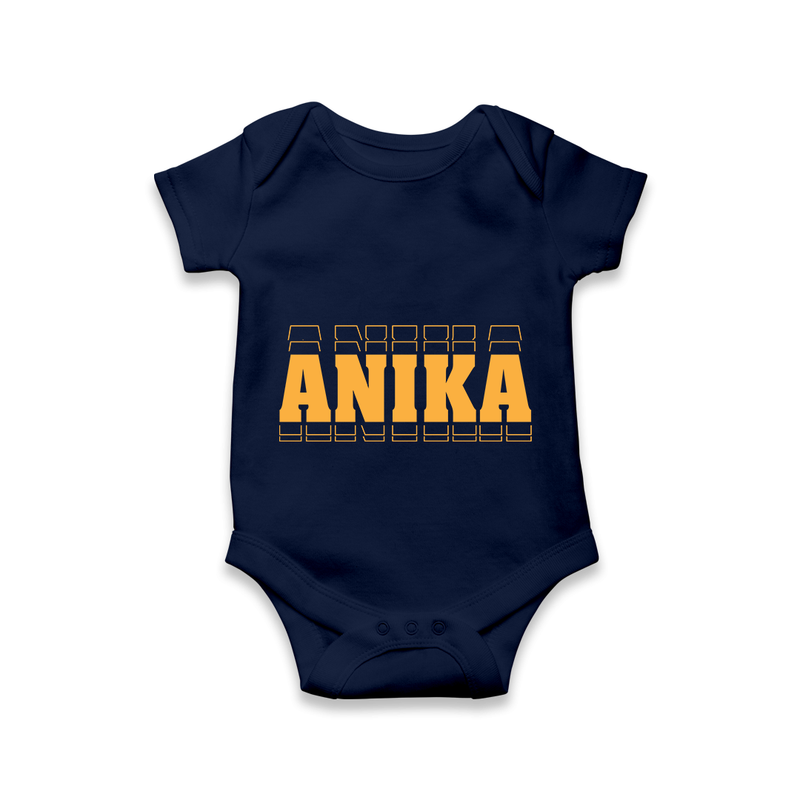 Crafted Just for You | Personalized Name Romper / Onesie Outfit - NAVY BLUE - New Born (Chest 14")