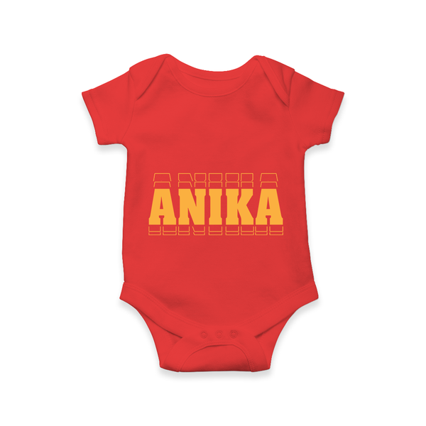 Crafted Just for You | Personalized Name Romper / Onesie Outfit - RED - New Born (Chest 14")